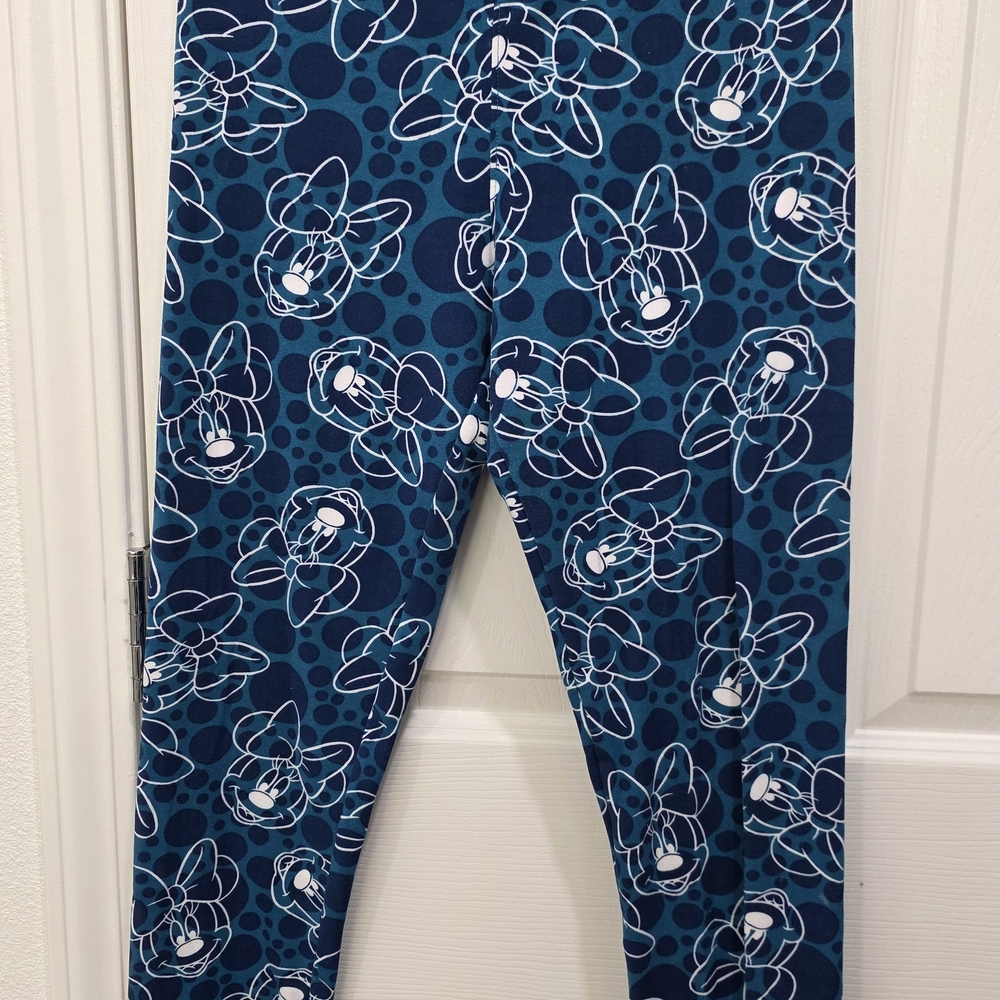 Blue Minnie Mouse Print Leggings